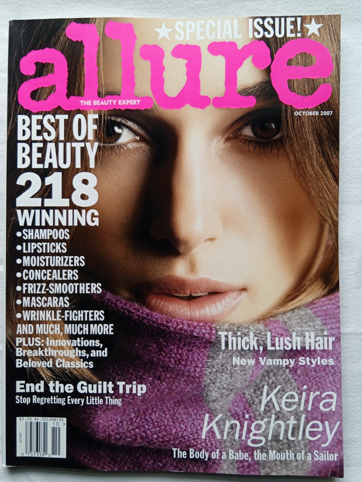 Allure Magazine Keira Knightley October 2007 Newsstand Edition The Beauty Expert