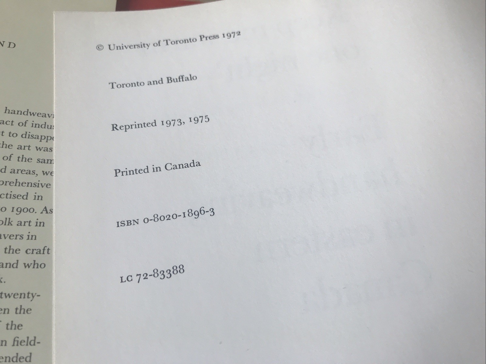 Keep Me Warm One Night: Early Handweaving in Eastern Canada,K. Burnham, 1973
