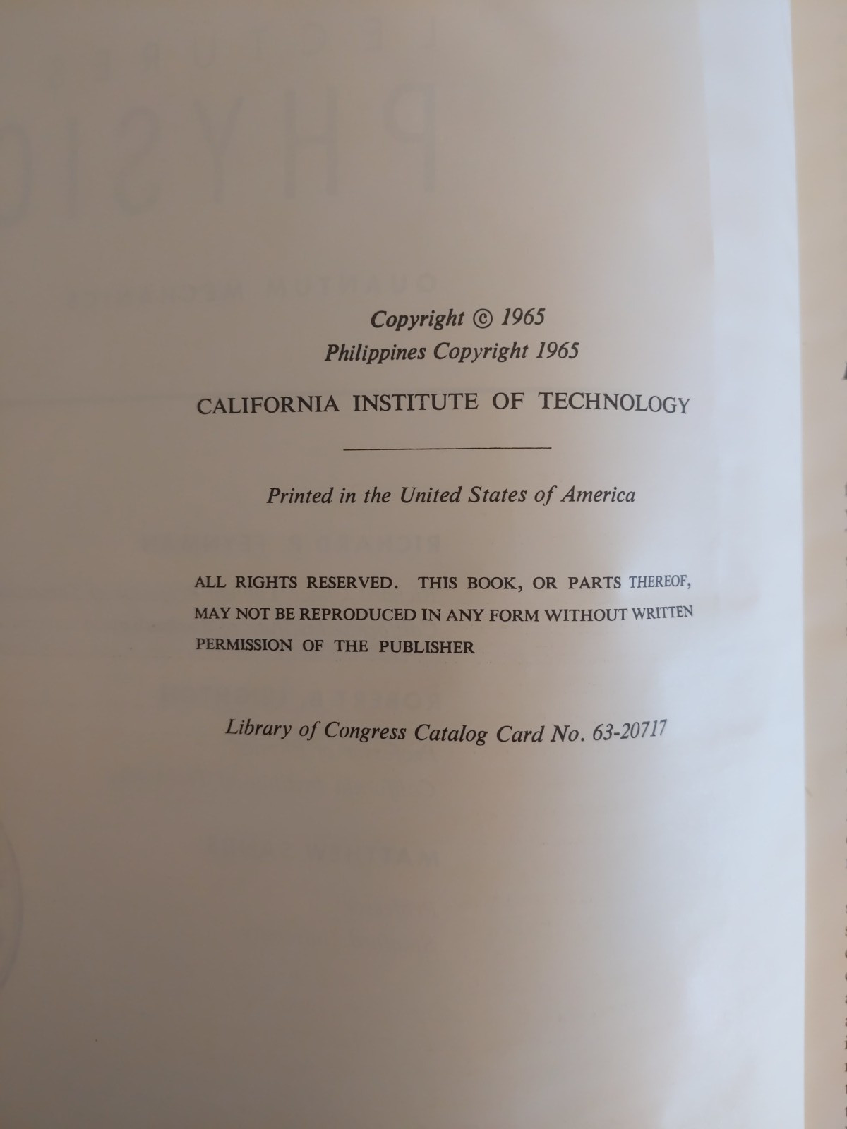 Complete Lectures on Physics RICHARD P. FEYNMAN First Edition 1st 1963,’ 64, ’65