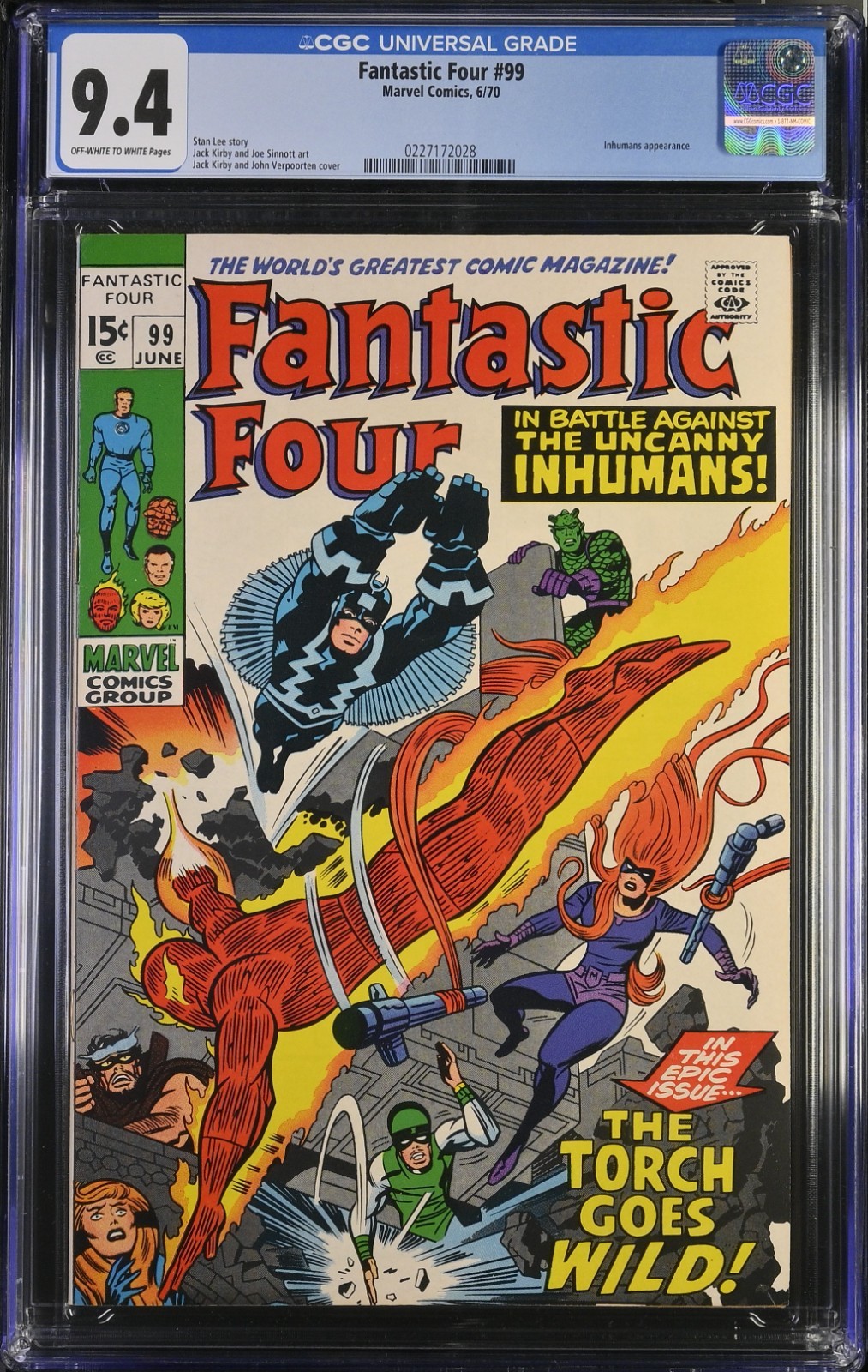 Fantastic Four #99 CGC 9.4 1970 Marvel Jack Kirby Stan Lee Inhumans Appearance