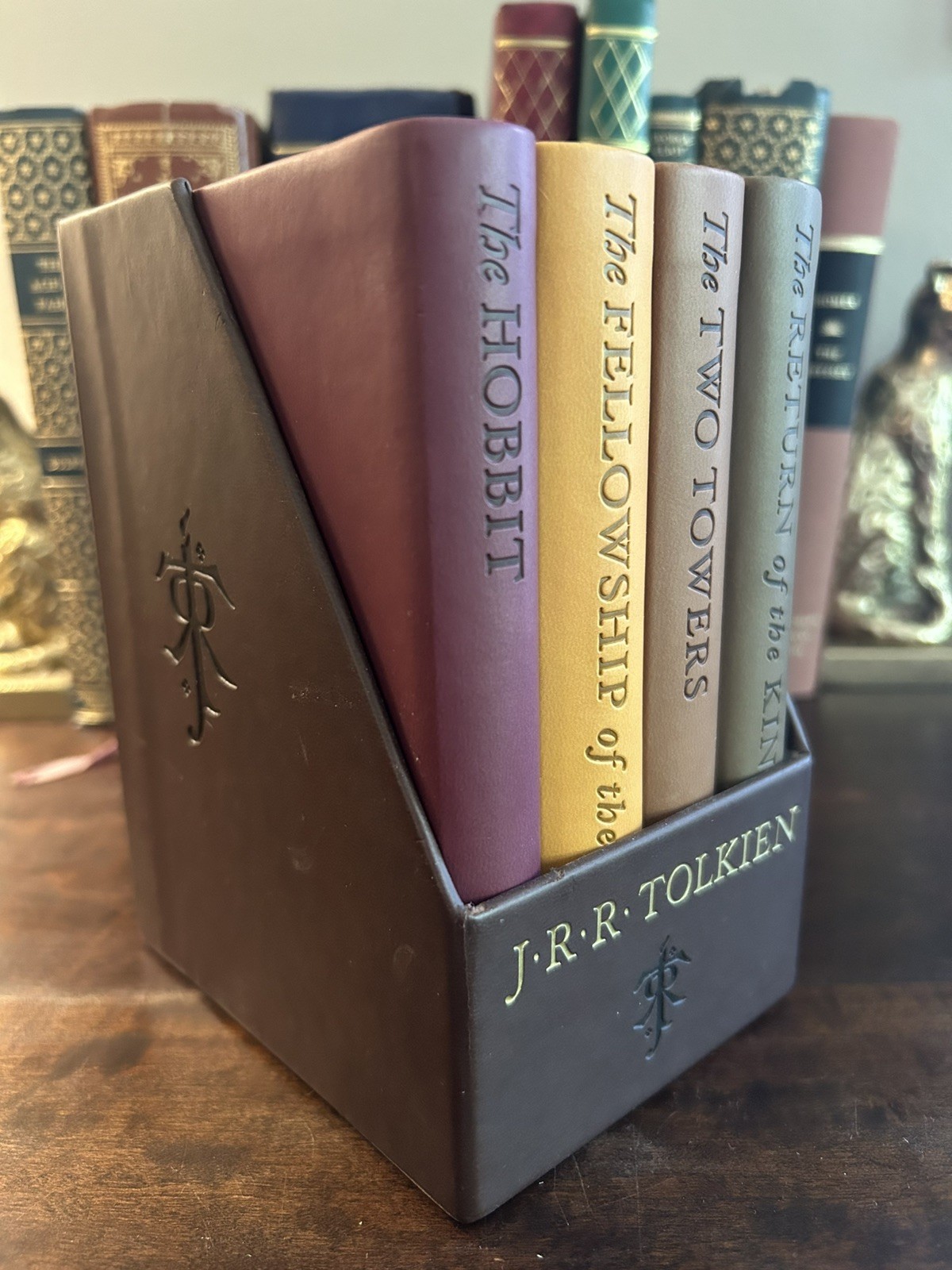 The Lord of the Rings & The Hobbit JRR TOLKIEN 4 Book mini Leatherette Set