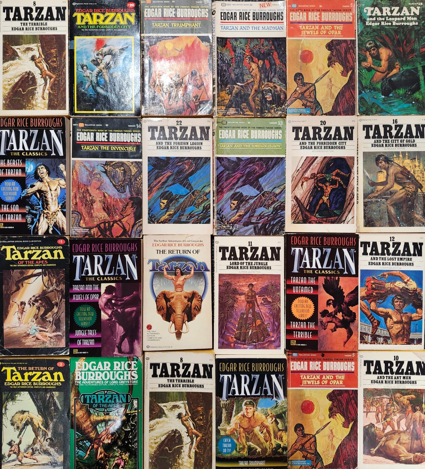 Complete Set Series – Lot of 24 Tarzan books by Edgar Rice Burroughs Jungle Lord